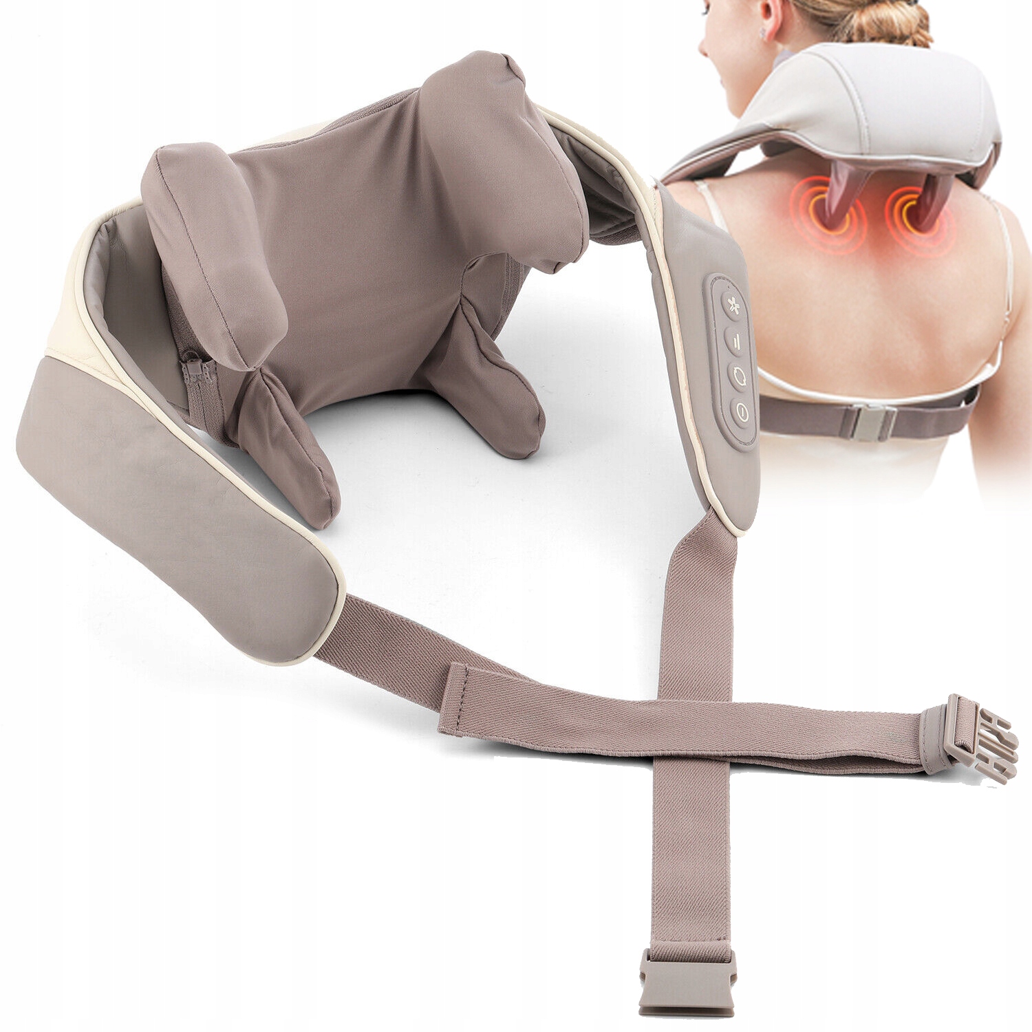 Podgrzewany Masażer Do Szyi Karku Pleców Shiatsu Pas Masujący Grzejący