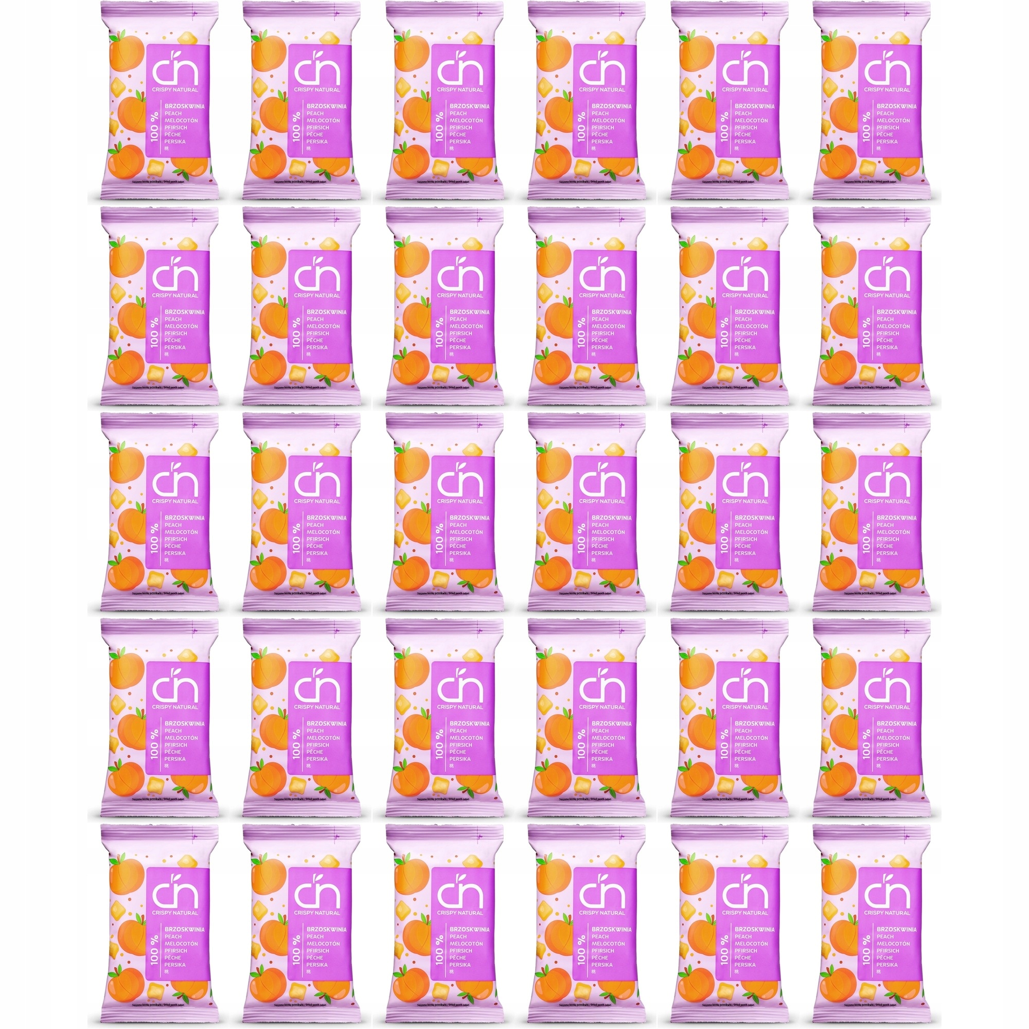 Zestaw Crispy Natural Brzoskwinia 100% Suszone Chipsy z 30 szt.