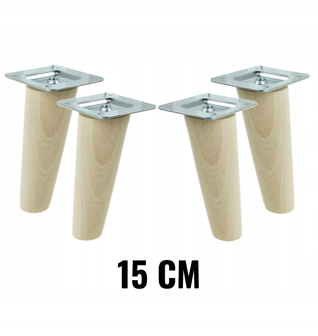 

4x Noga nóżka drewniana bukowa skośna zestaw 15 cm