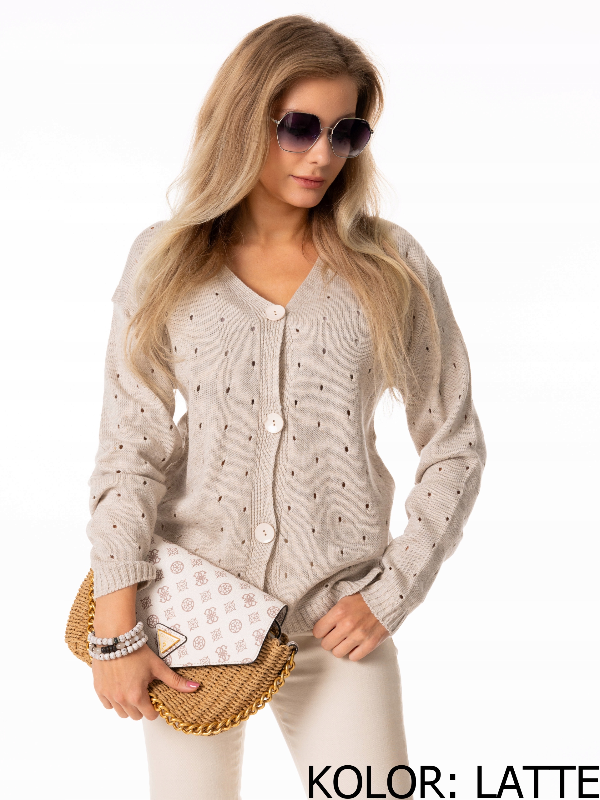 Śliczny Cieplutki SWETER DAMSKI Warkocze Marka Mabaje