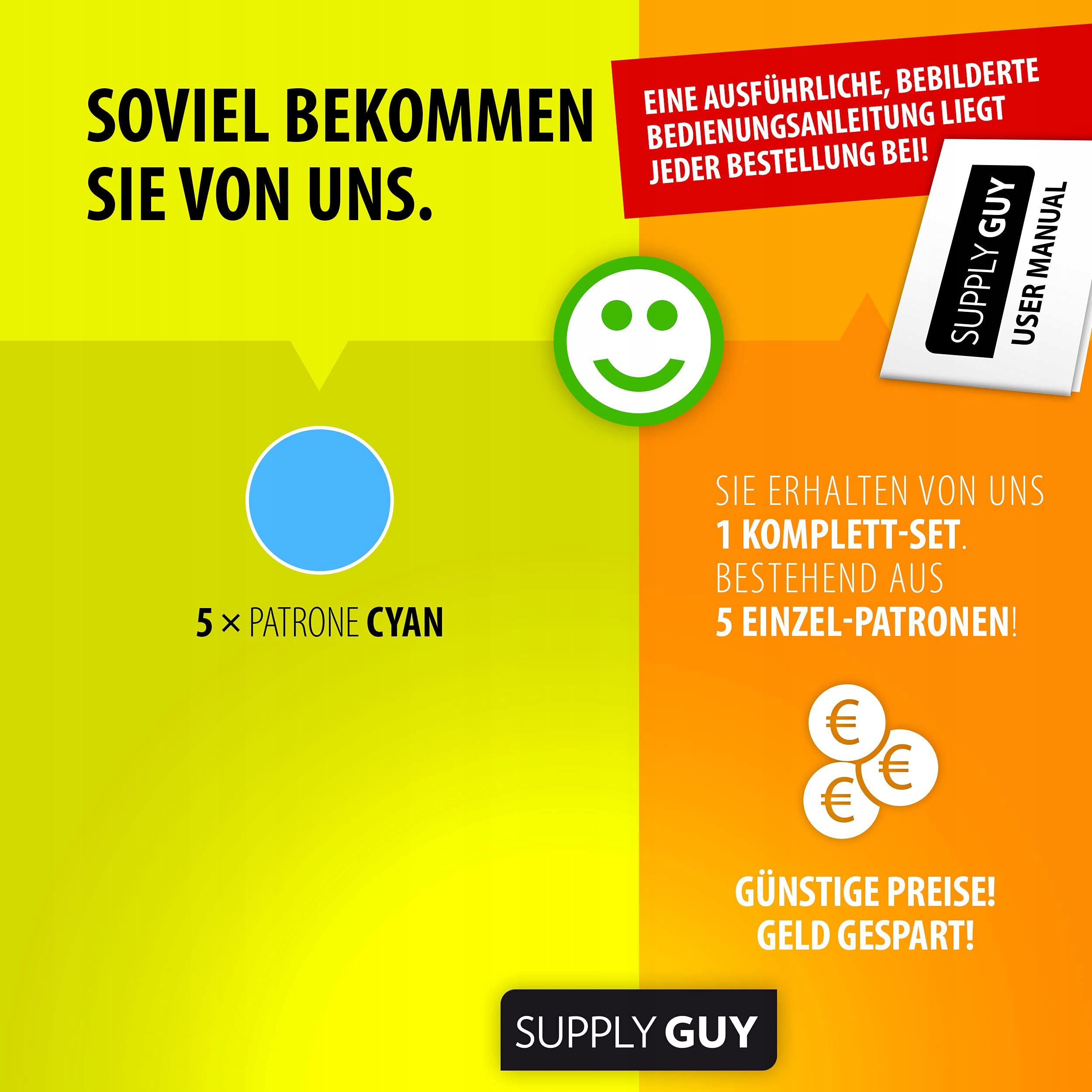 SUPPLY GUY 5 Tusze Kompatybilne Canon CLI-551 Cyan IP7250 MG5450 MG7550 — miniatura 3