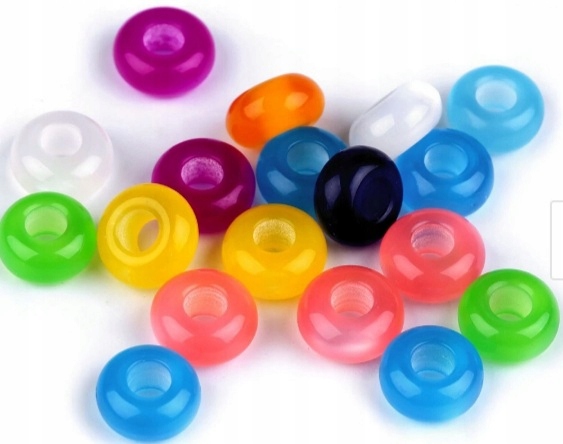 Koraliki plastikowe14mm duży otwór mix kolor 20szt