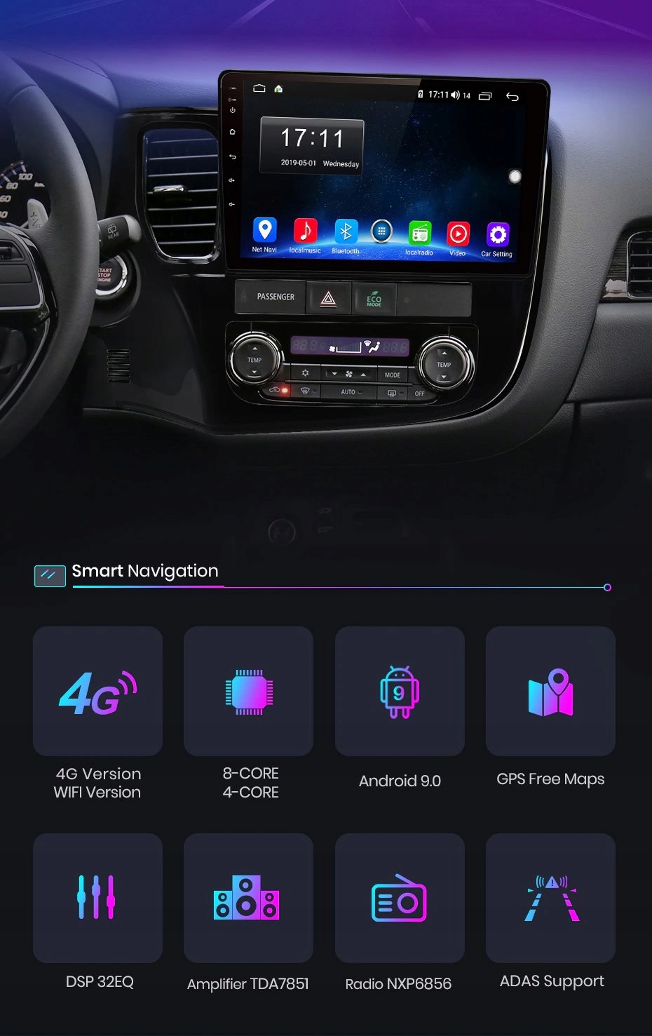 Radio ANDROID 12 Mitsubishi Outlander 3 GPS WiFi 4/64 Marka inna