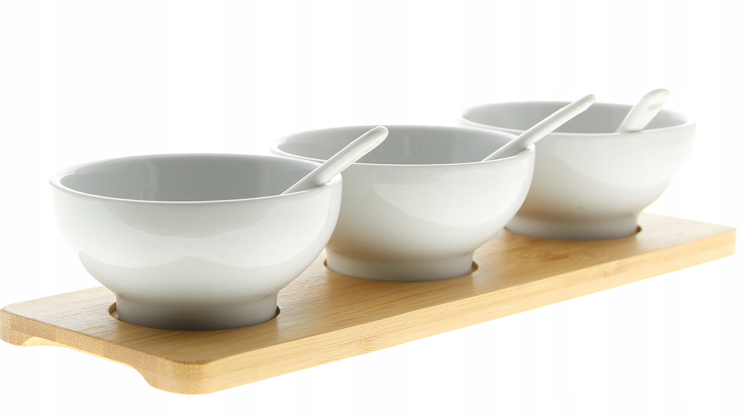 NA BAMBUSOWEJ TACY PORCELANOWE POJEMNIKI 3SZT Linia Horeca