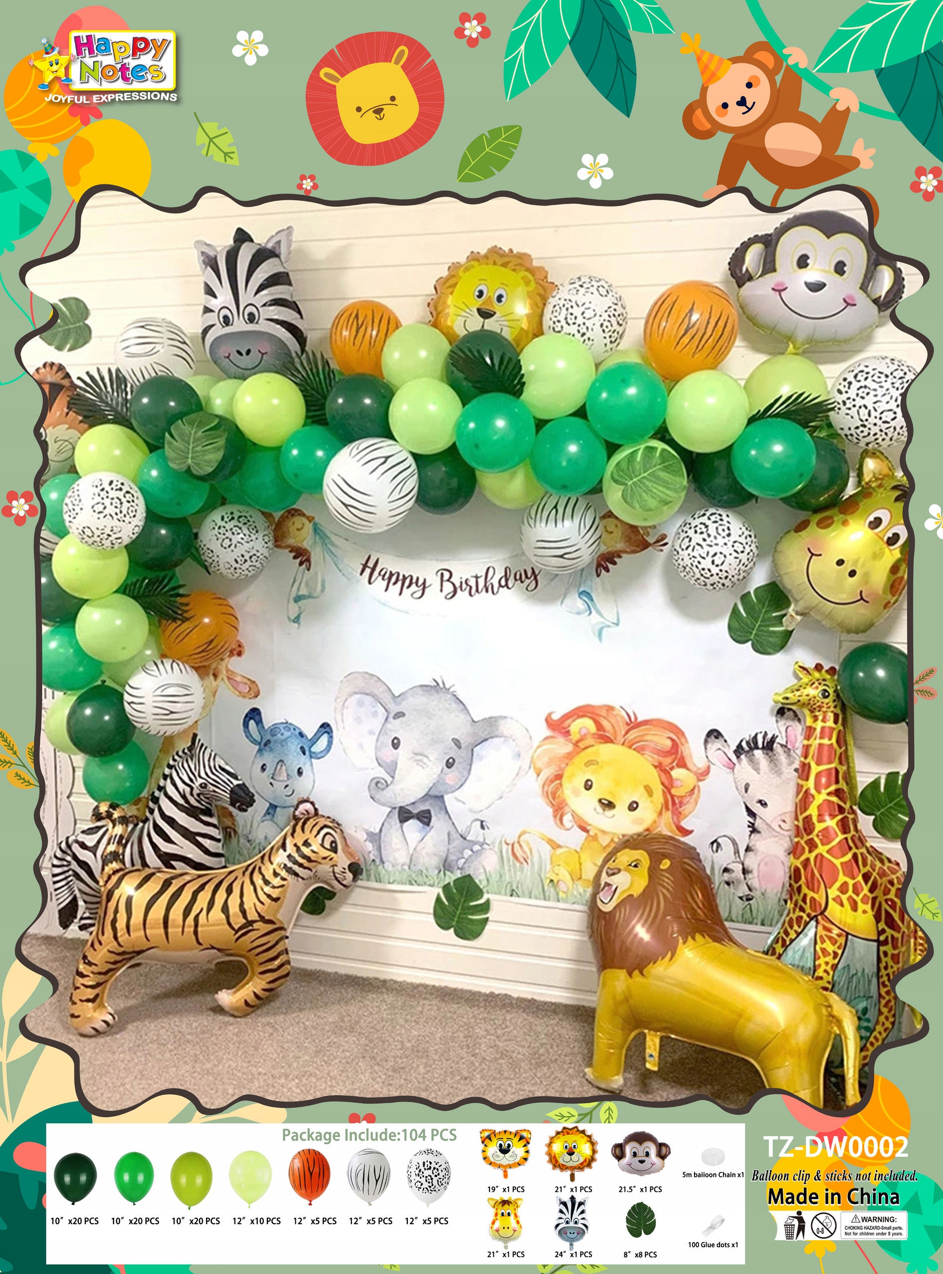 

Balony Urodzinowe Zwierzęta Zoo Girlanda Urodziny