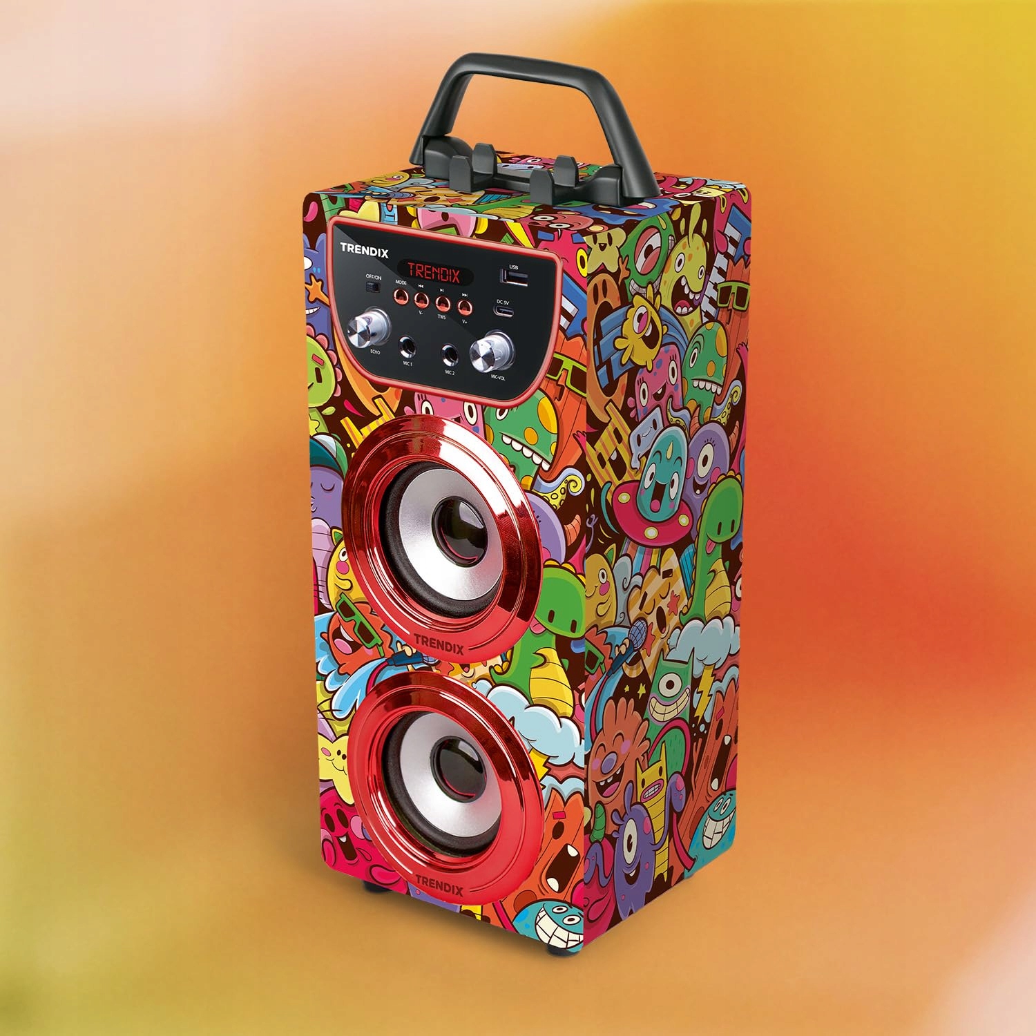 TRENDIX Karaoke Dla Dzieci Z Mikrofonami Bluetooth USB Radio FM SD — miniatura 6