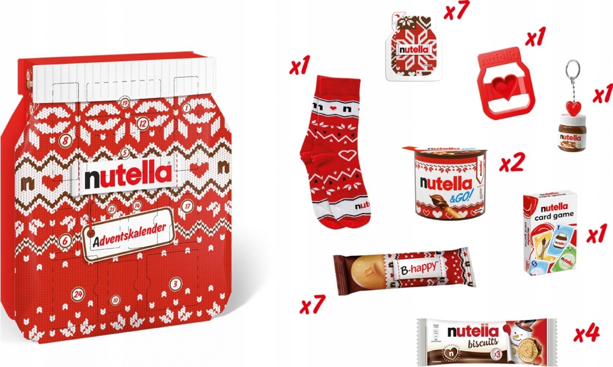 Адвент-календарь Nutella 2026 в виде домика, 528 г сладостей и аксессуары — фото 5