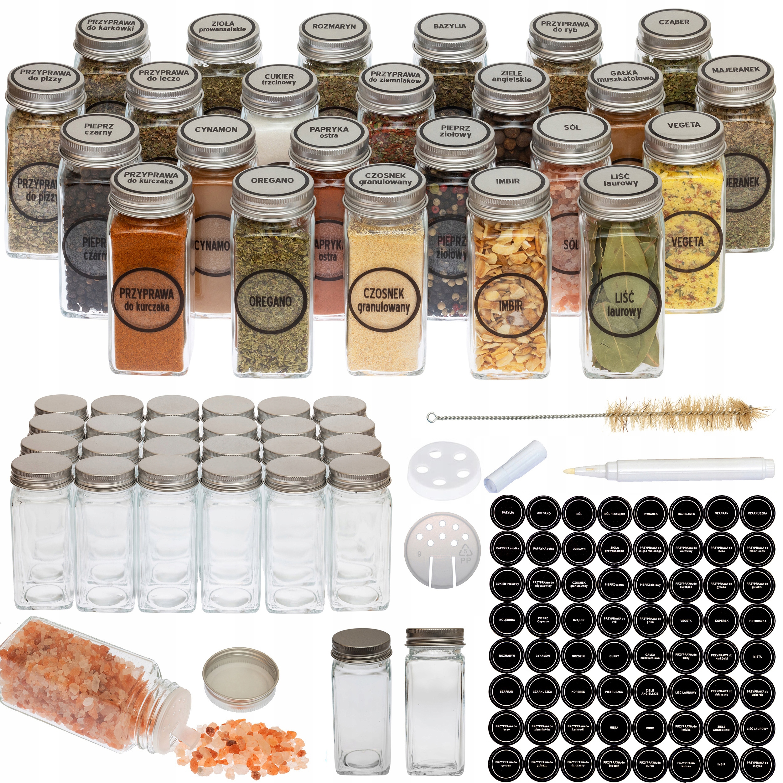 ORGANIZER DO PRZYPRAW ZESTAW 24 SŁOICZKÓW 120 ML + ETYKIETY + AKCESORIA