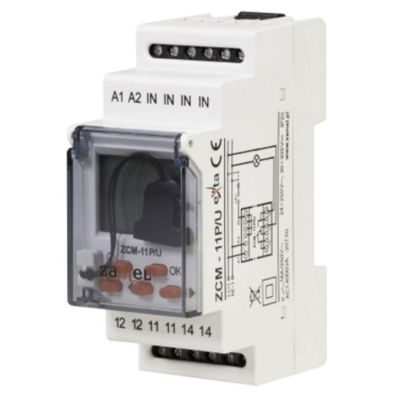 Týdenní programovatelný spínací časovač ZCM-11P/U, jednokanálový, s externí pamětí