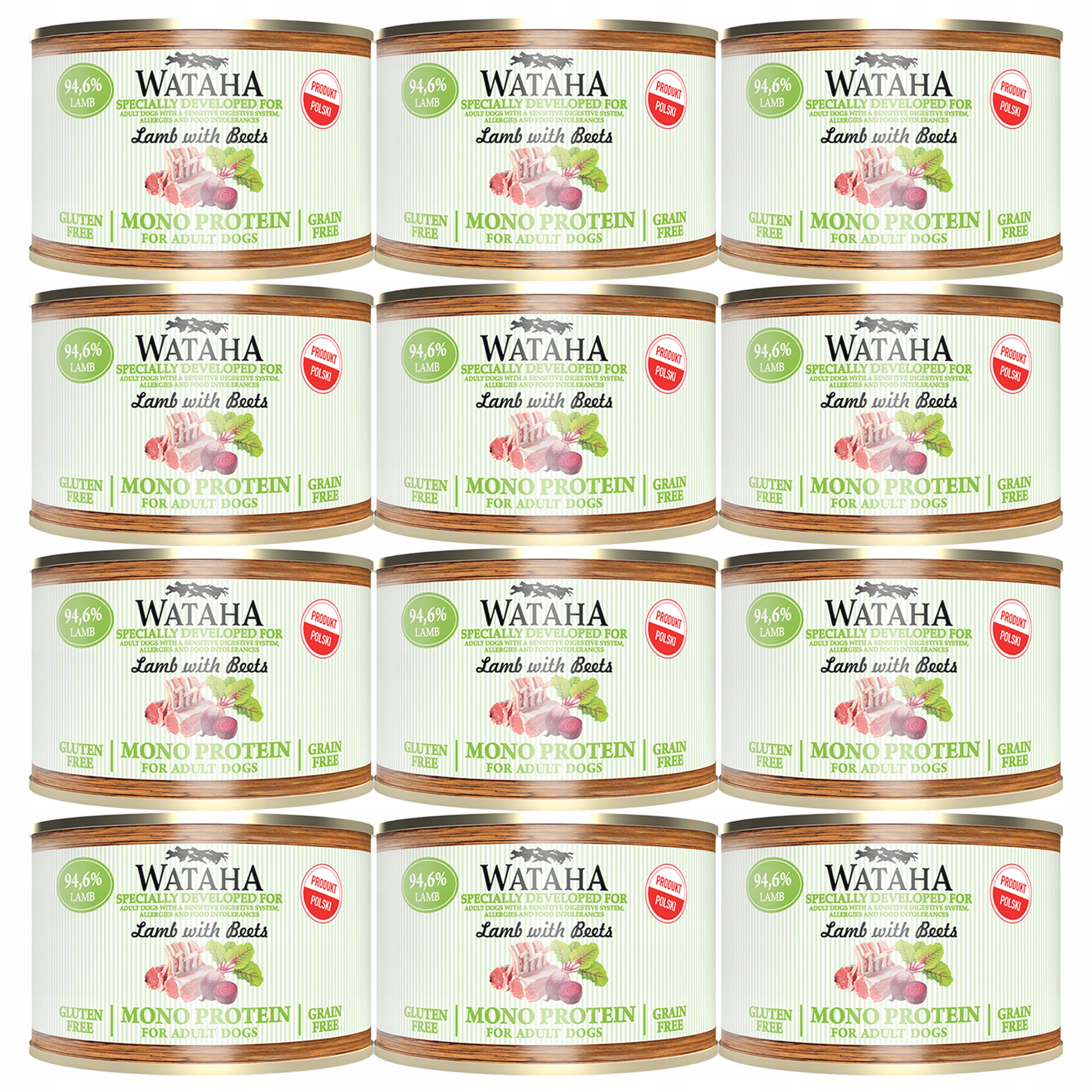 Wataha Mono Protein Adult krmivo pro psy Jehněčí řepa 12 x 185 g