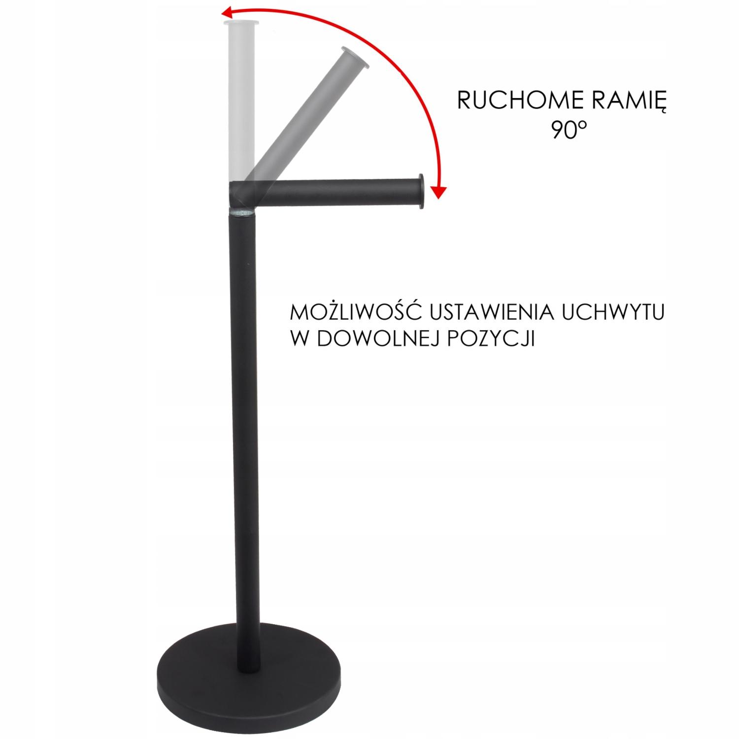 ELEGANCKI CZARNY STOJAK NA ZAPAS PAPIERU TOALETOWEGO 4 ROLKI UCHWYT Linia SP