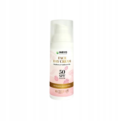 Pleťový krém Spf 50 Inbyo s malinovým a světlicovým olejem Minerální filtr