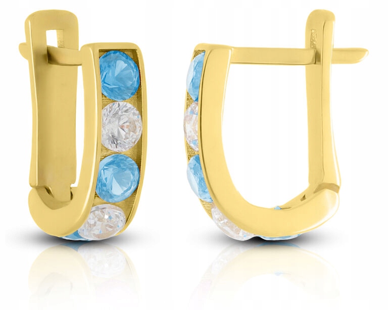 Zlaté Náušnice pro holčičku Anglické modré Zirkony 585