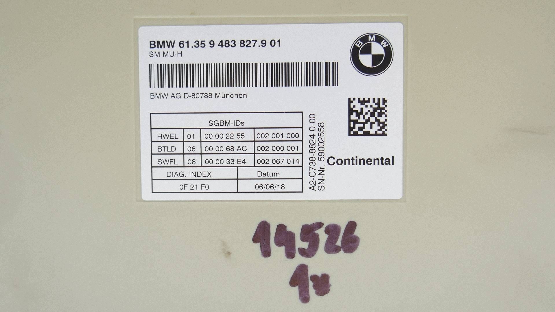 modul Bedienteil SITZ BMW G11 G12 9483827