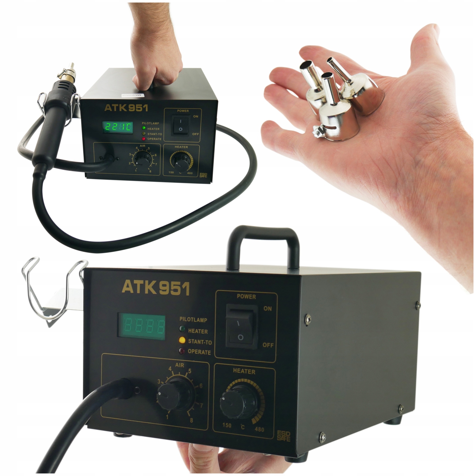 Svařovač plastů horkovzdušná pistole AT-951 pro opravu domácích spotřebičů Rtv plastů Sešívačka