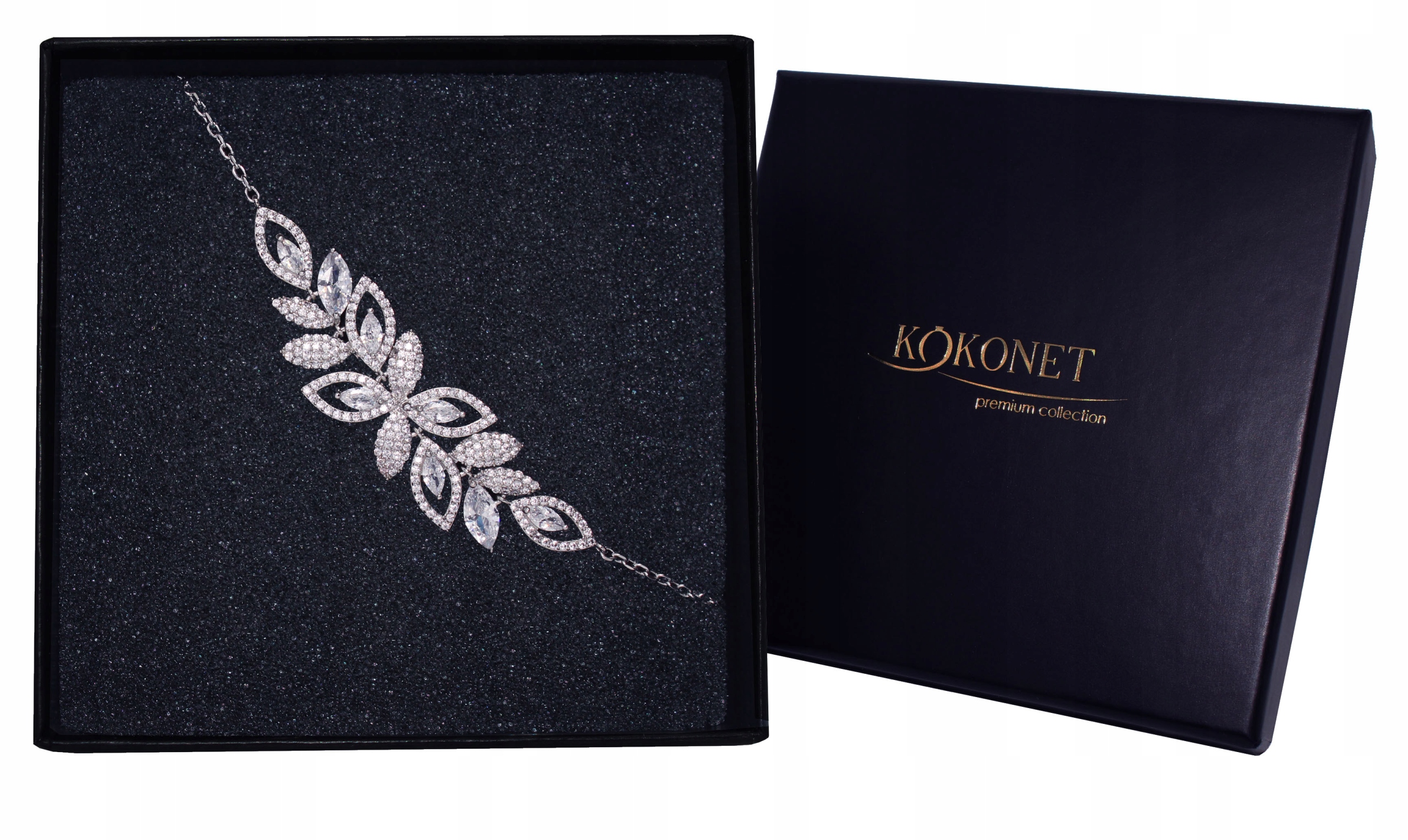 Stříbrný svatební náramek s lístky a zárukou