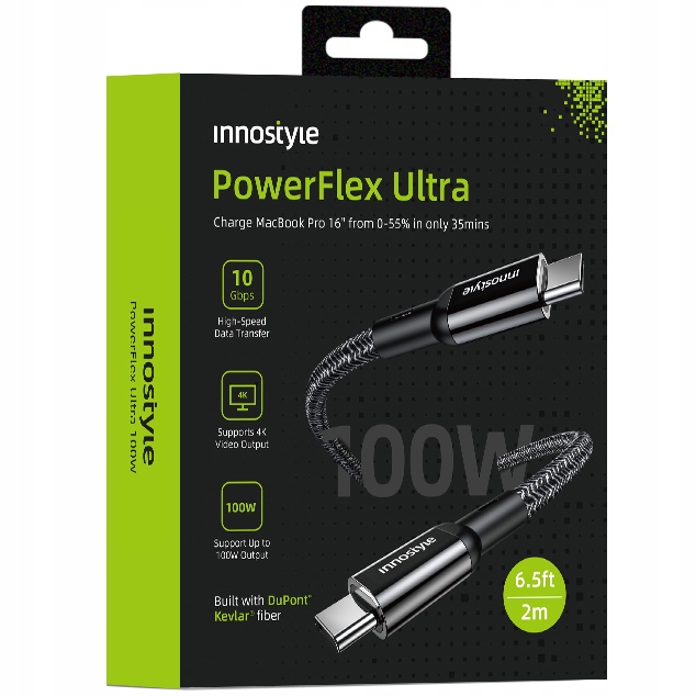 Innostyle Powerflex Ultra Kabel Usb-c Szybkie Ładowanie Thunderbolt 10GBPS