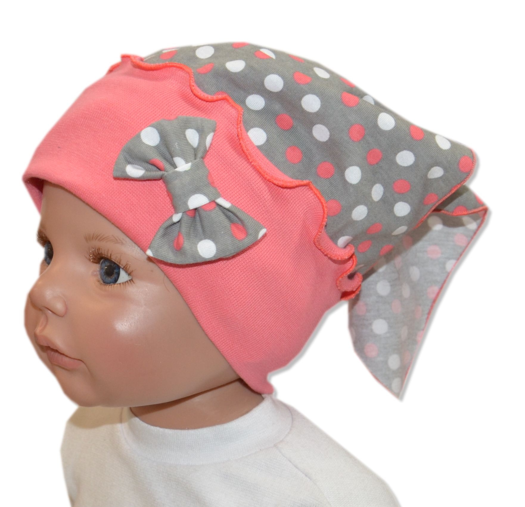 

chustka na opasce 46-52cm 10m-6l kropki koral