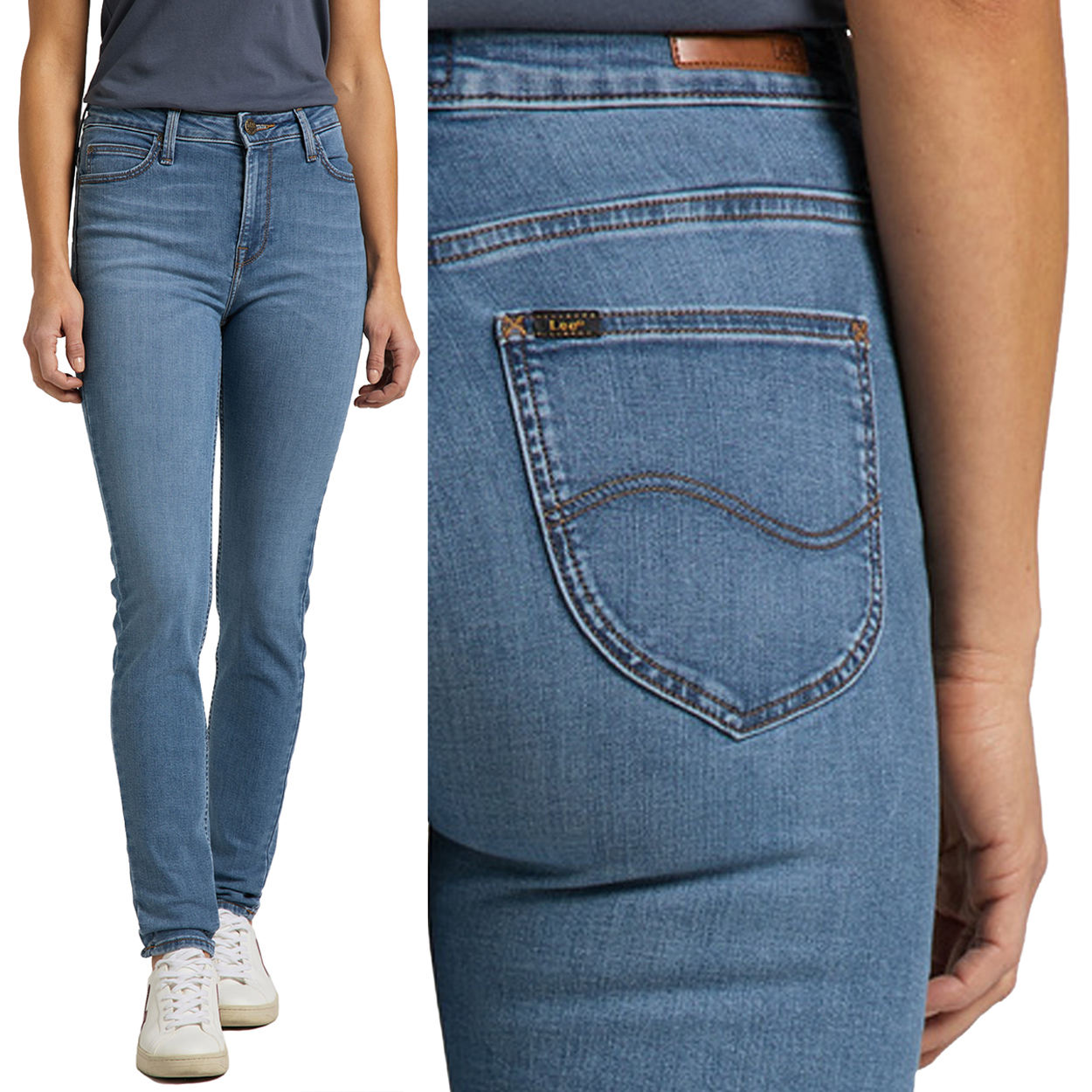 Lee Scarlett High Light Worn Džins vysoké dámské džínové kalhoty W25 L31