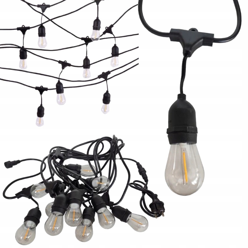 Girlanda Zahradní světla 10m Led Světelný řetěz 10m 10 x žárovka G45 E27