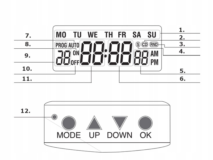 PROGRAMATOR CZASOWY WŁĄCZNIK CYFROWY TIMER LCD ELEKTRONICZNY ZEGAR IP44 Marka Brennenstuhl