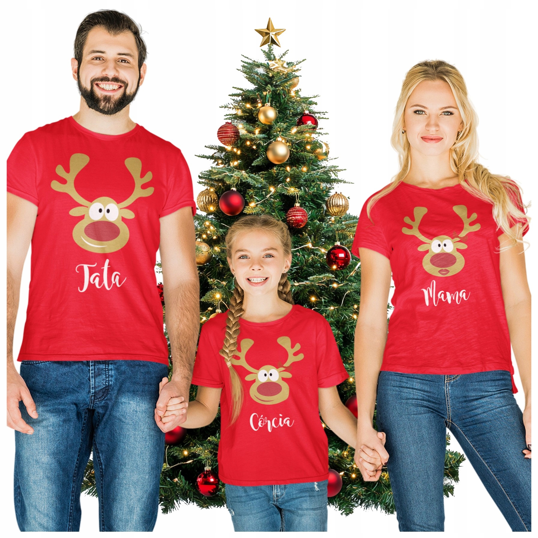 Sada Vánočních Triček Pro Celou Rodinu 2+1 Červená Trička Session