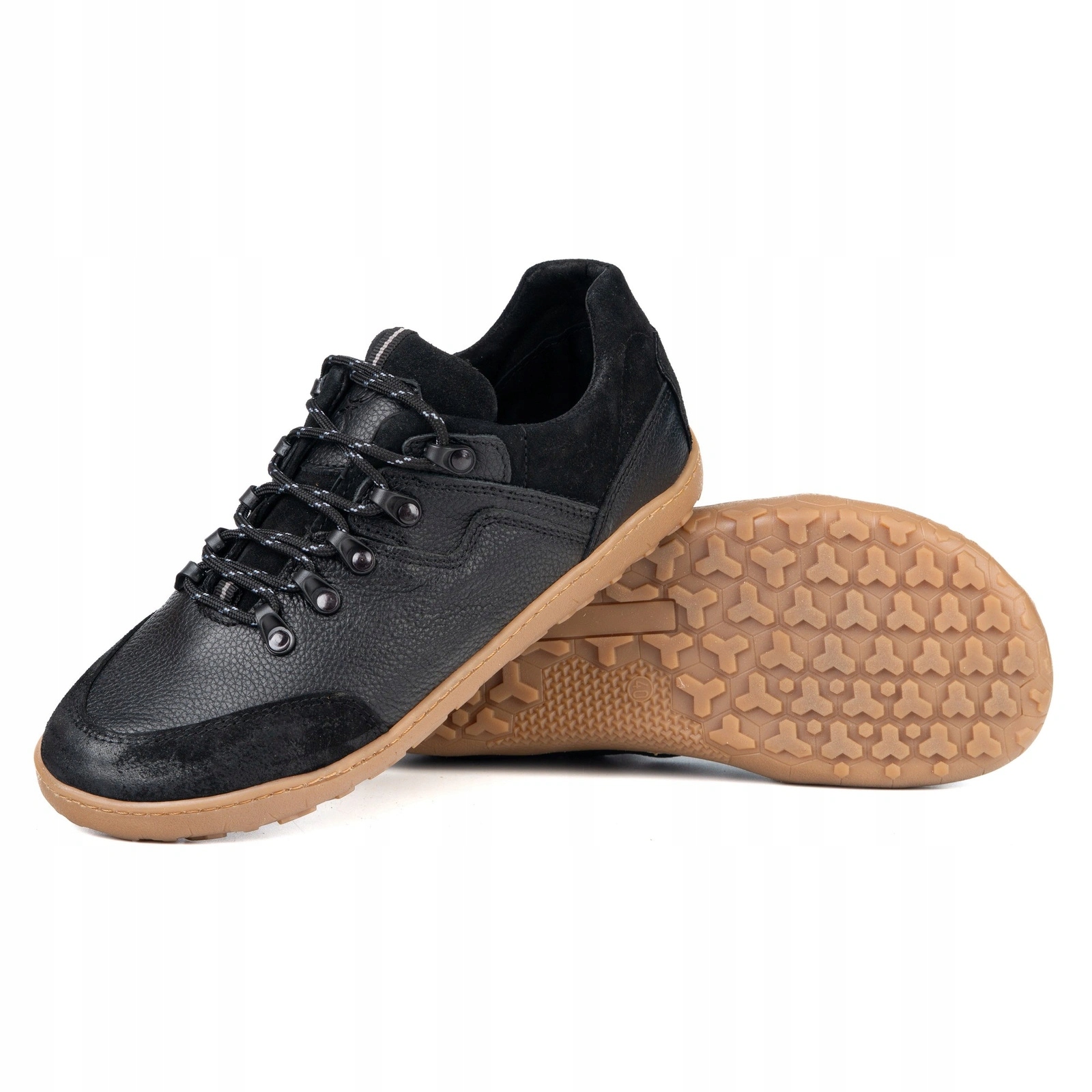 Pánské kožené barefoot boty 315BF – široká přední část, zero drop, černé, velikost 42