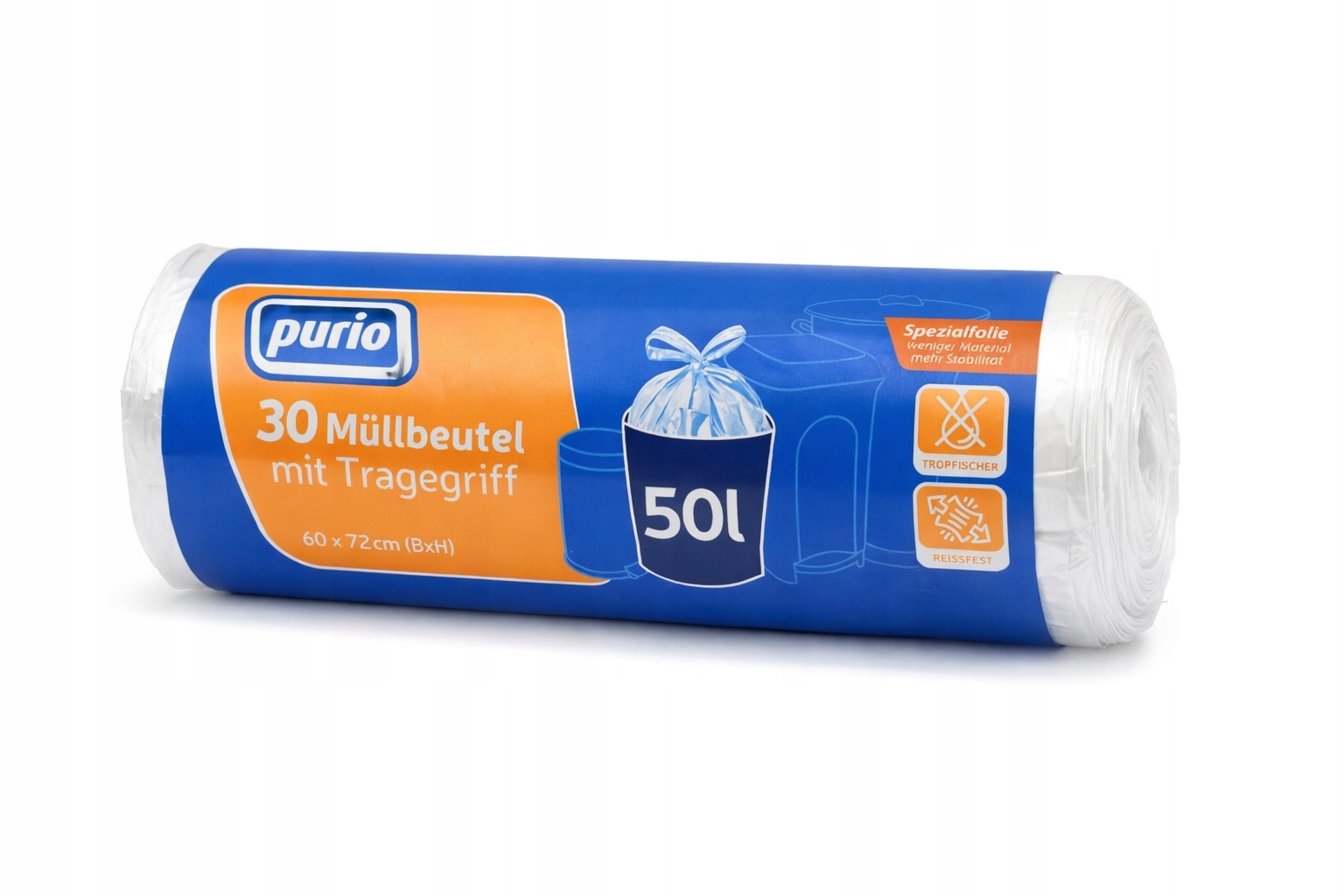 Worki na śmieci 50L z uszami, 30 szt., Wytrzymałe, Białe