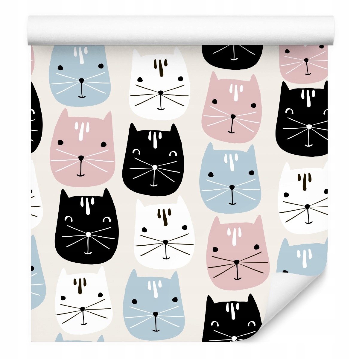 Tapeta do dětského pokoje s barevnými veselými kočičkami