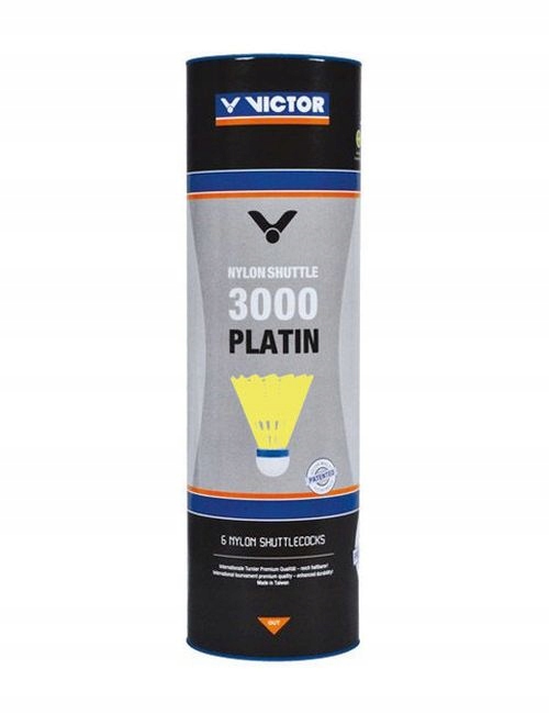 Lotki do badmintona nylonowe Victor 3000 Platin Żółte Szybkie 6 szt