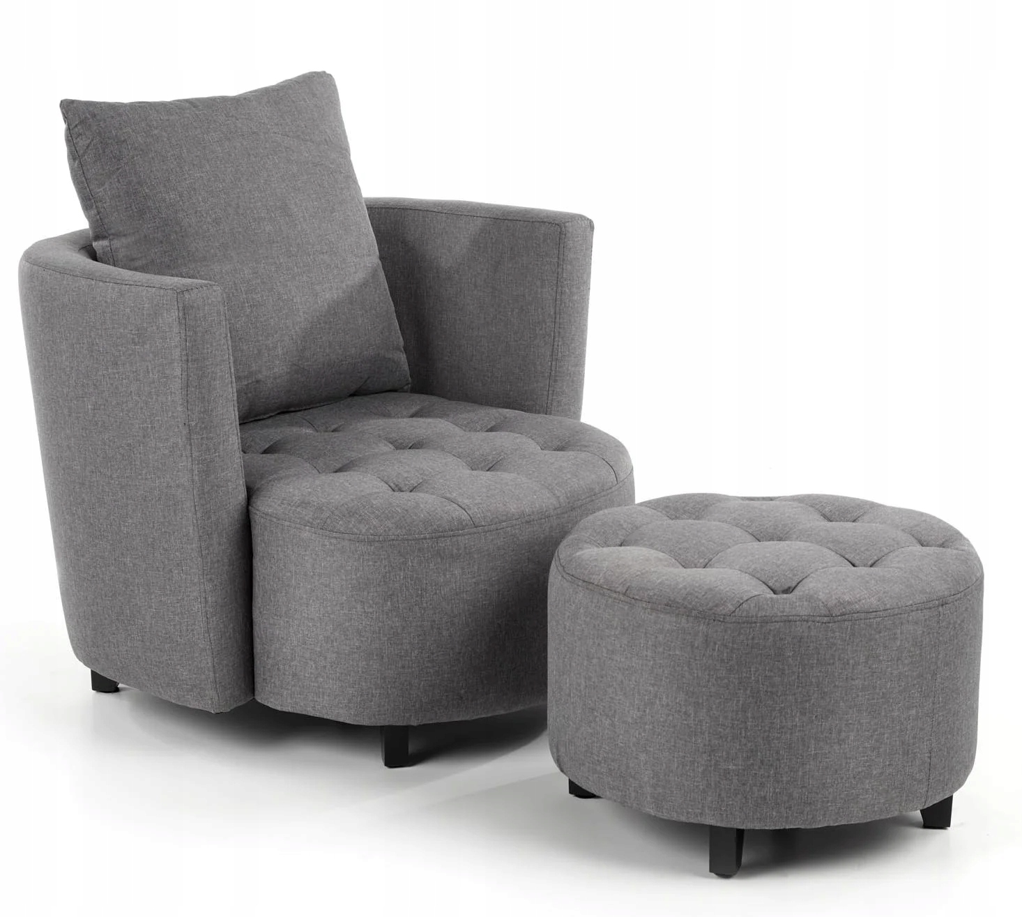 Fotel z Podnóżkiem do Salonu Tapicerowany Szary Kształt blatu owalny