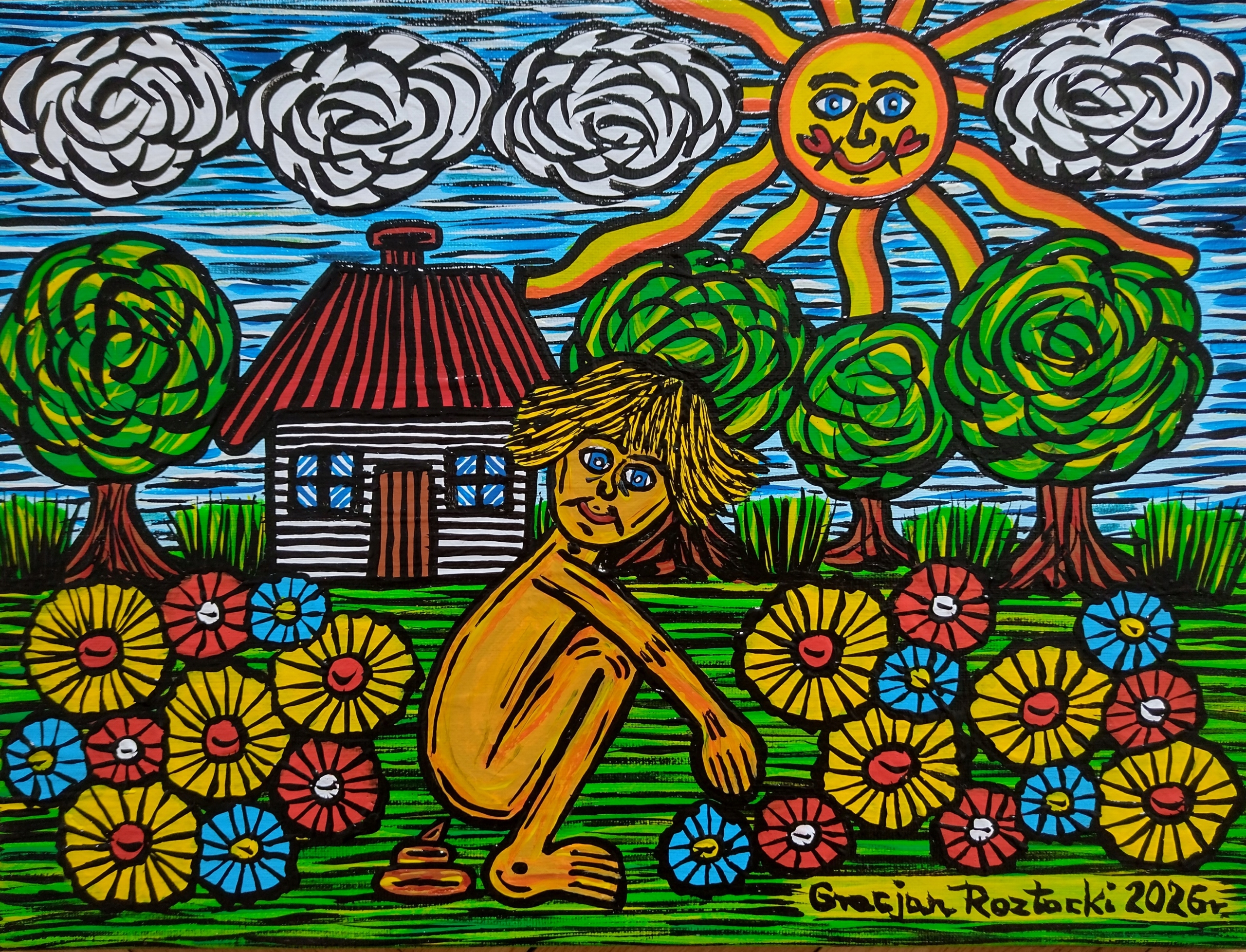 Gracjan Roztocki - Kupa przy kwiatach PŁÓTNO 30 x 40 cm.