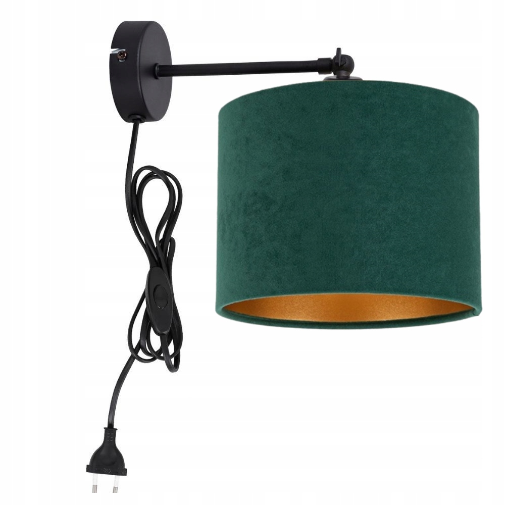 Nástěnná Lampa Lampička Stínidlo Semiš S Zástrčkou Gold Velur E 27 Polská Led