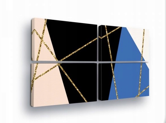 Obraz 120x80 Geometrická abstrakcia minimalizmus zlato modrá čierna čiary