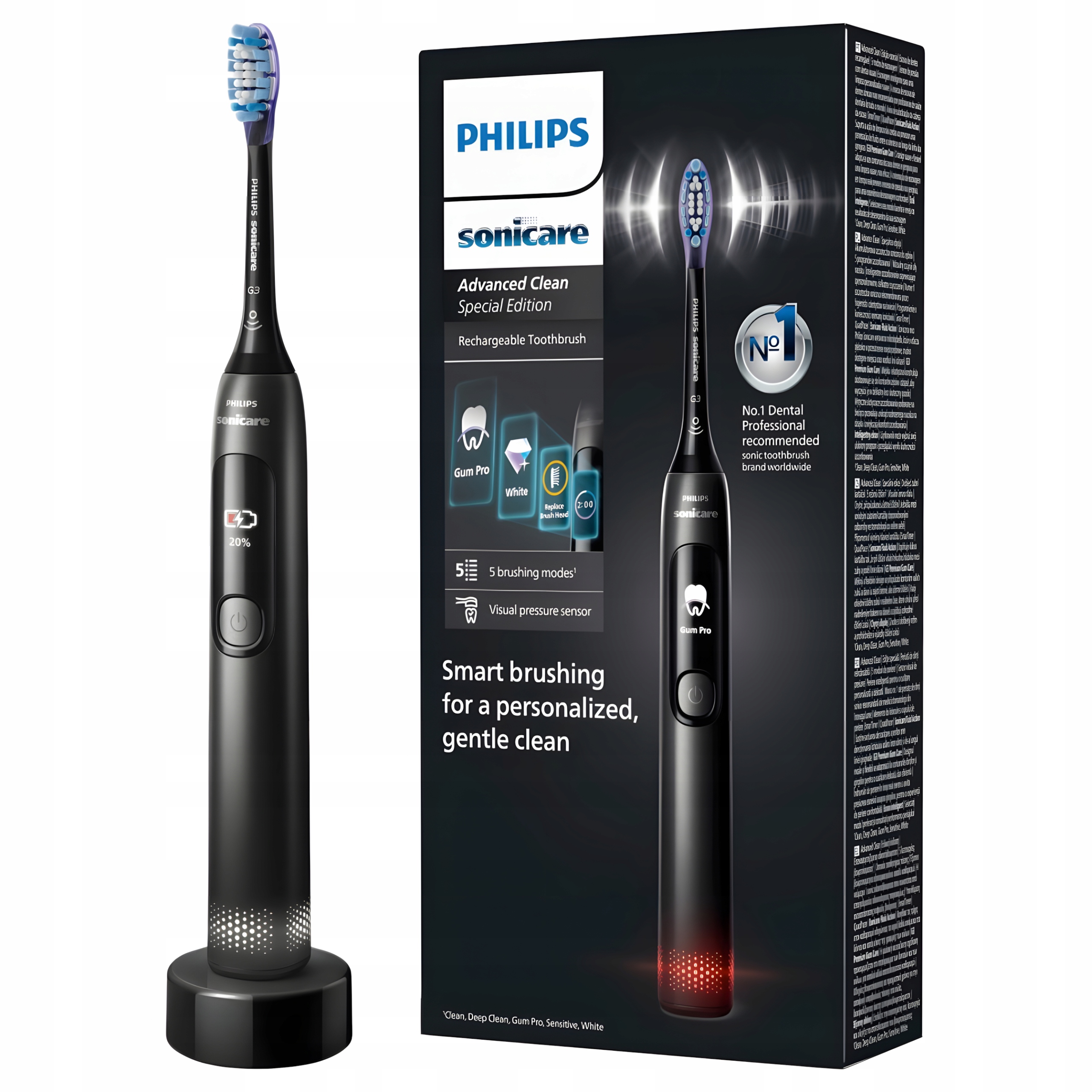 Philips Sonicare Advanced Clean Szczoteczka Soniczna HX3792/11 Czarna
