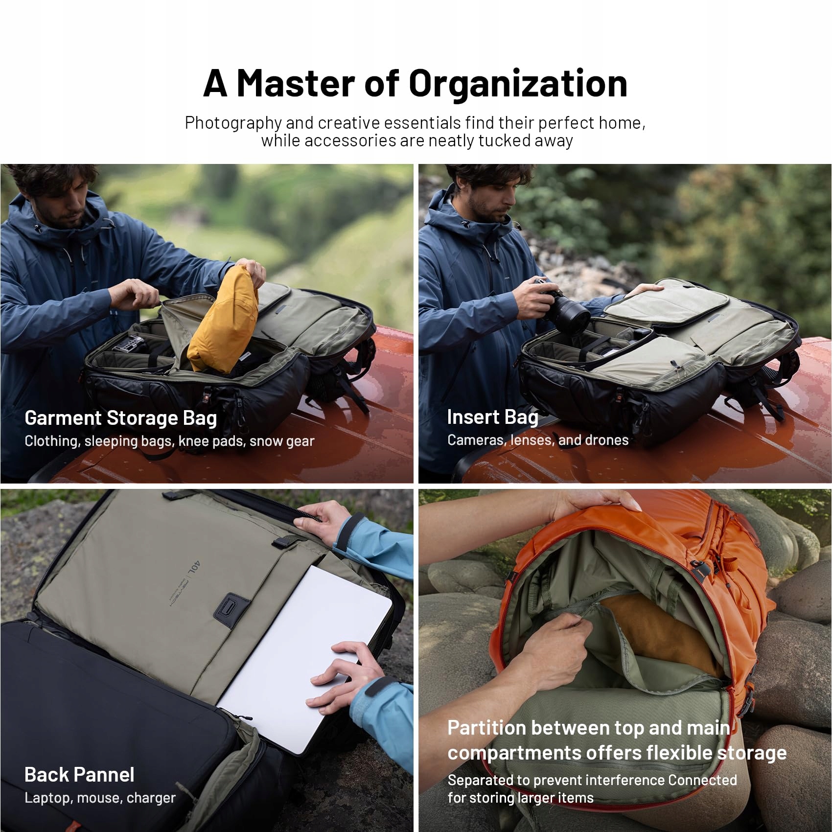 PGYTECH OnePro Flex 30L Plecak Wodoodporny Na Aparat DSLR Laptop Czarny — miniatura 8