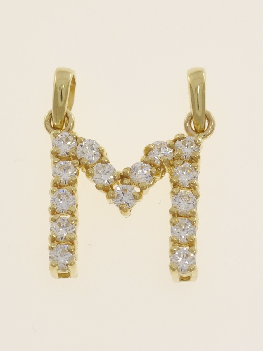 Zlaté Písmenko M S Zirkony, Velký Přívěsek Ze Zlata Ryzosti 585