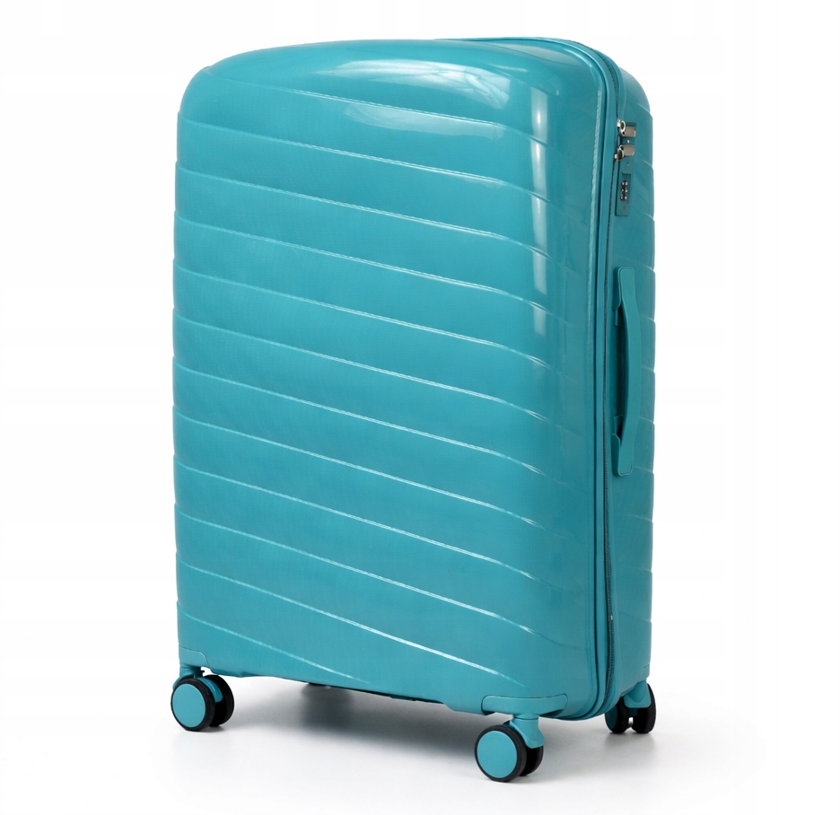 Walizka duża L podróżna, Polipropylen, bagaż Tsa, gumowe kółka 97L Zielona