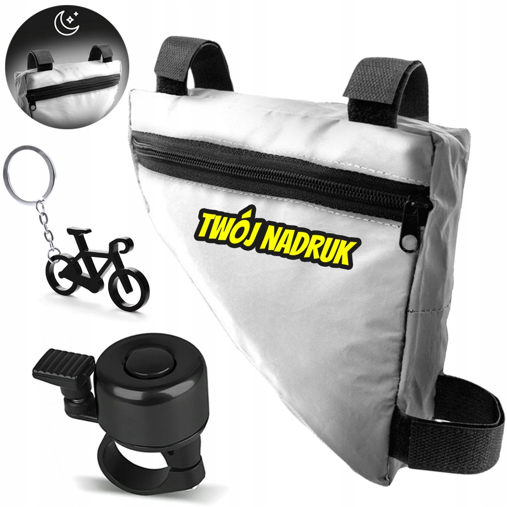 SAKWA ROWEROWA TORBA SASZETKA POD RAMĘ ODBLASKOWA NADRUK DZWONEK