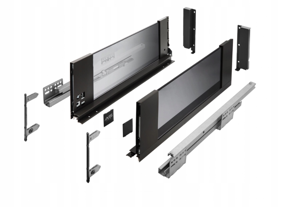 Szuflada Gtv Axis Pro Glass Średnia H116 300 MM Szklany Cichy Domyk Czarna