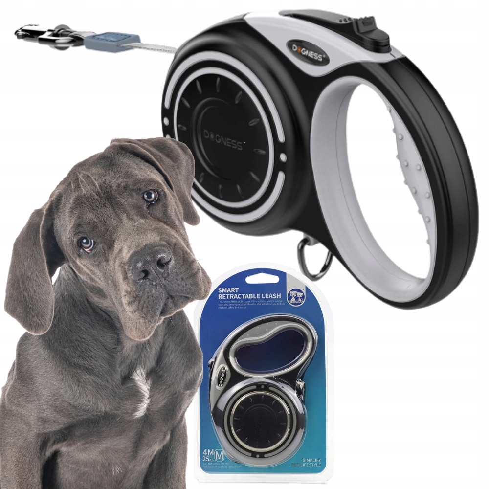 Vodítko Pro Psa automatická Svinovací páska zámek 5 m do 50 kg Dogness XL