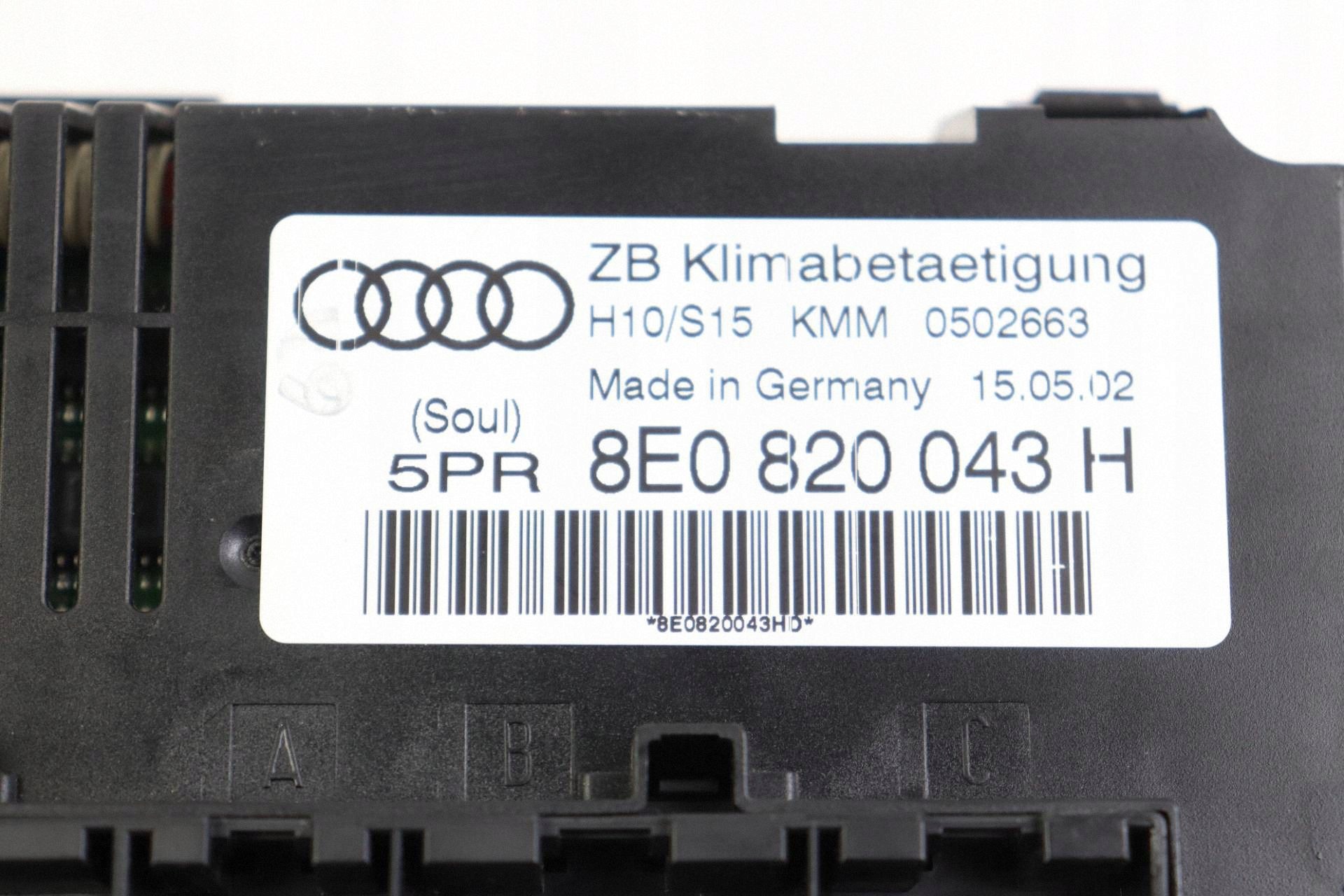 AUDI A4 B6 B7 commande de climatisation alimentation d'air 8E0820043H EUROPA