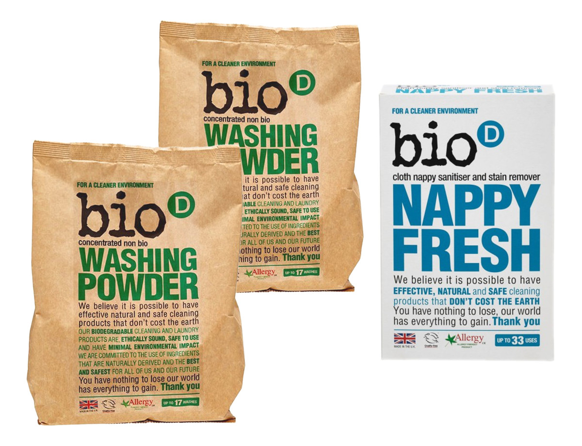 Bio-D hypoalergenní nebiologický prášek 2x1 kg Nappy Fresh 0,5 kg