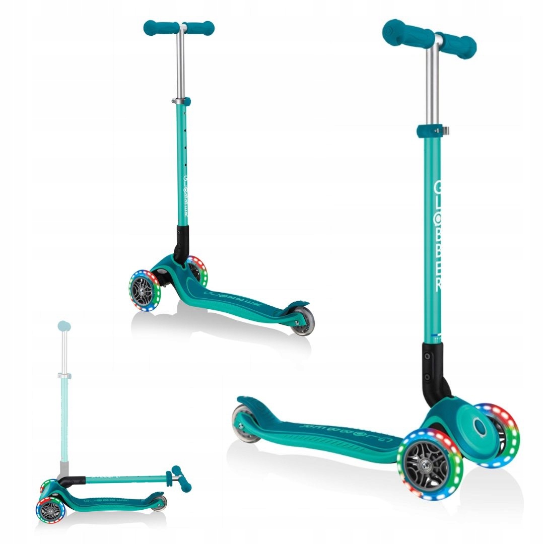 Bezpečná nastavitelná balanční koloběžka pro děti s 3-kolovou Led Globber