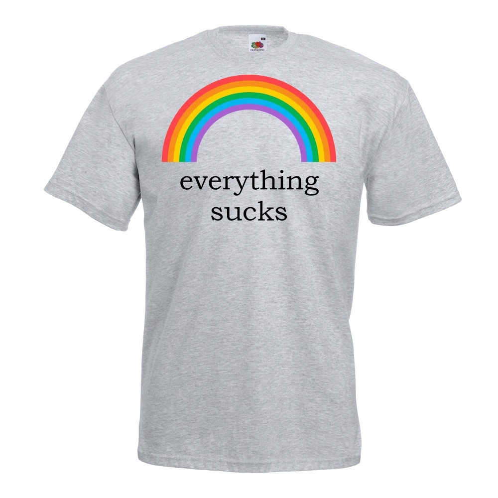 

Koszulka everything sucks tęcza XL szara