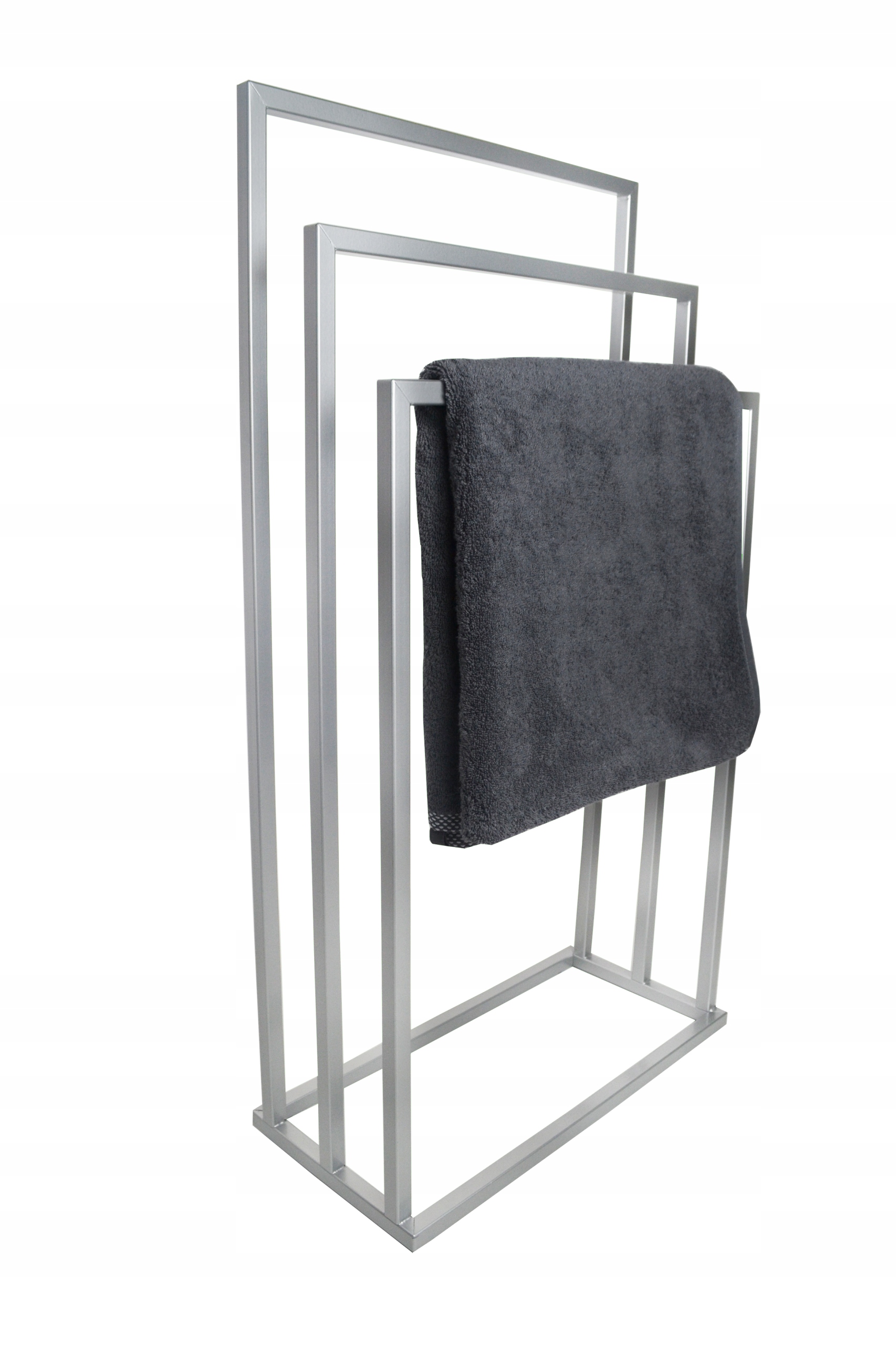 

Stojak na ręczniki wieszak metalowy loft srebrny