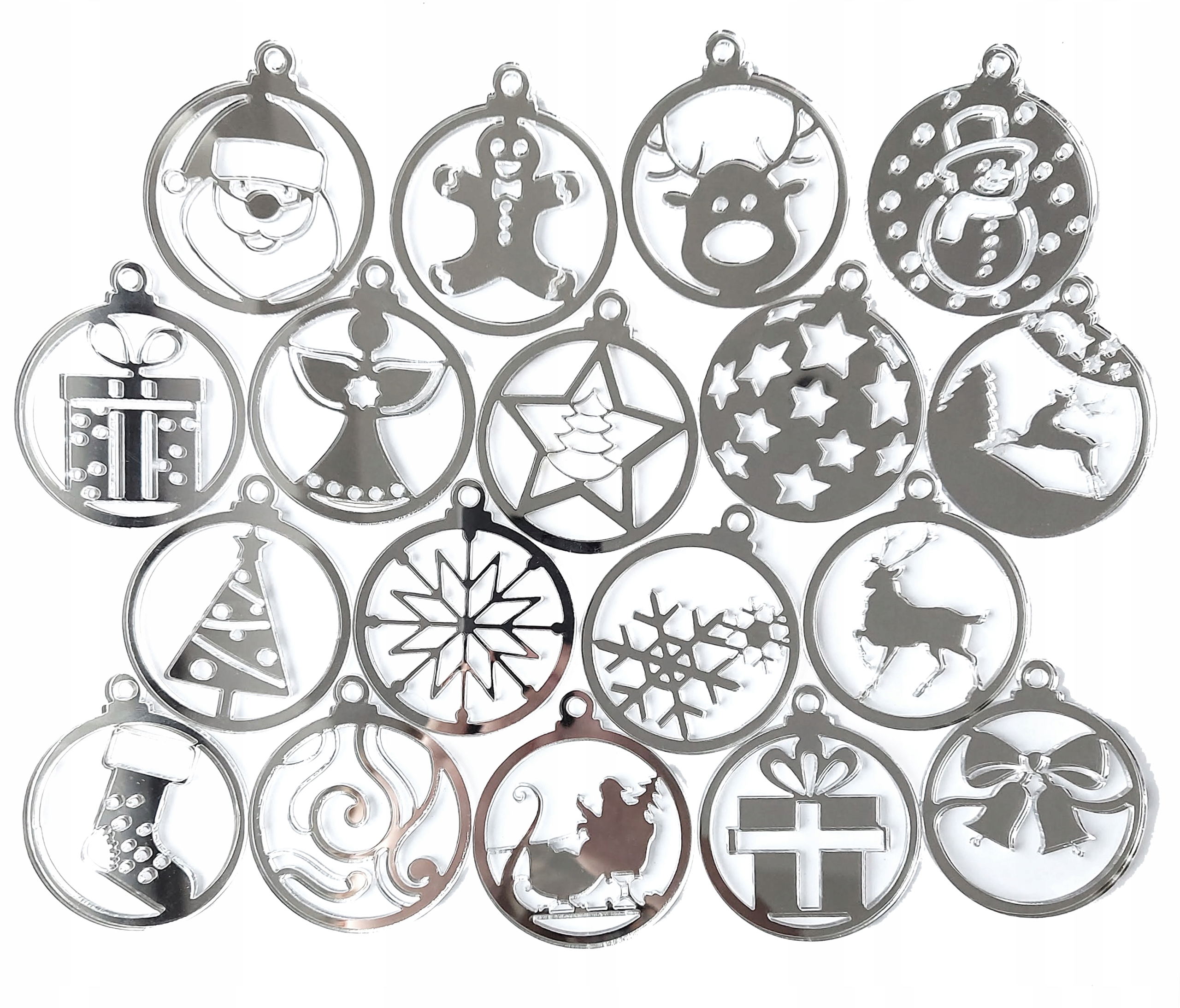 

Bombki Lustra srebrne choinkowe świąteczne 18szt