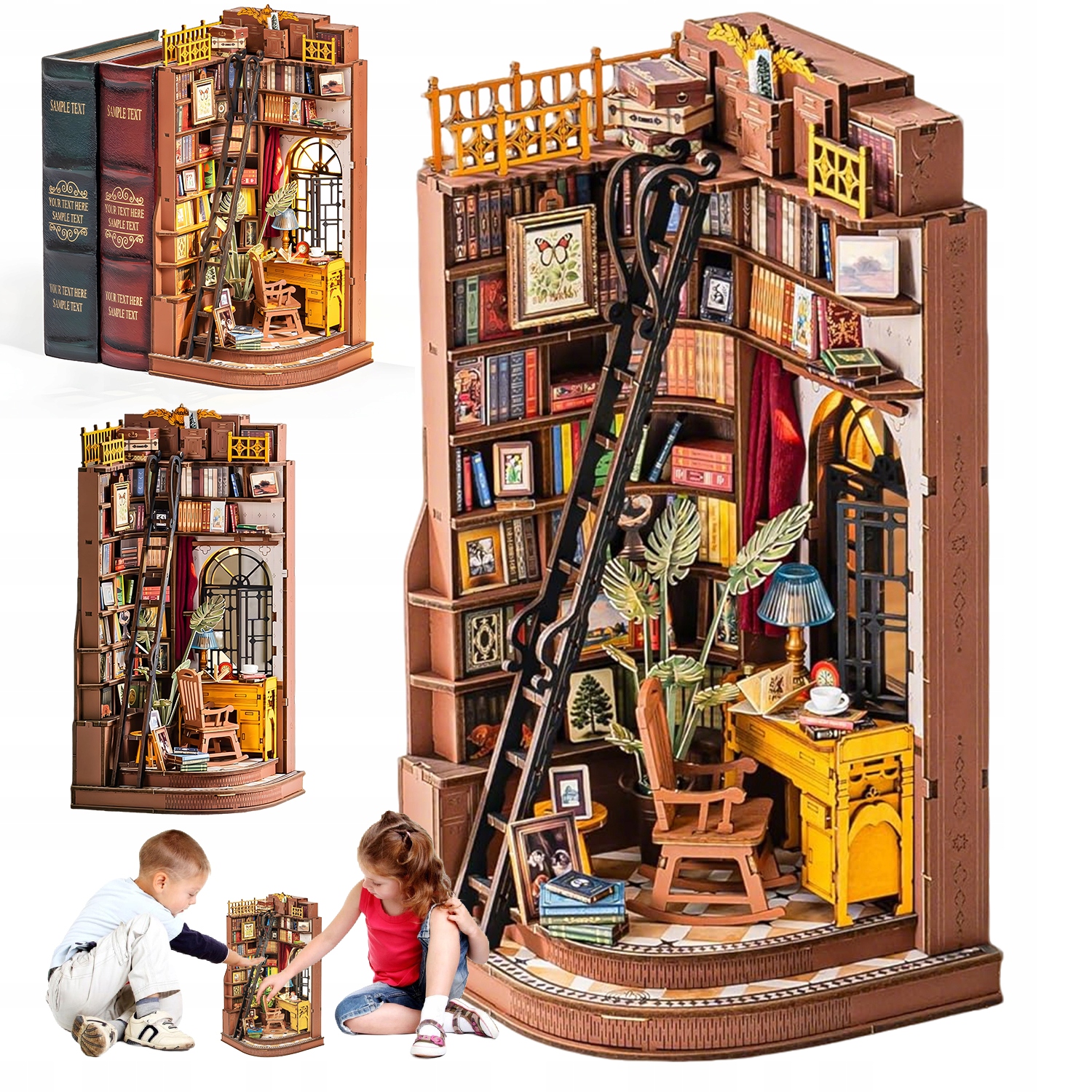 Miniatura Biblioteki 3D Z Narożnym Biurkiem Idealna Dla Dorosły