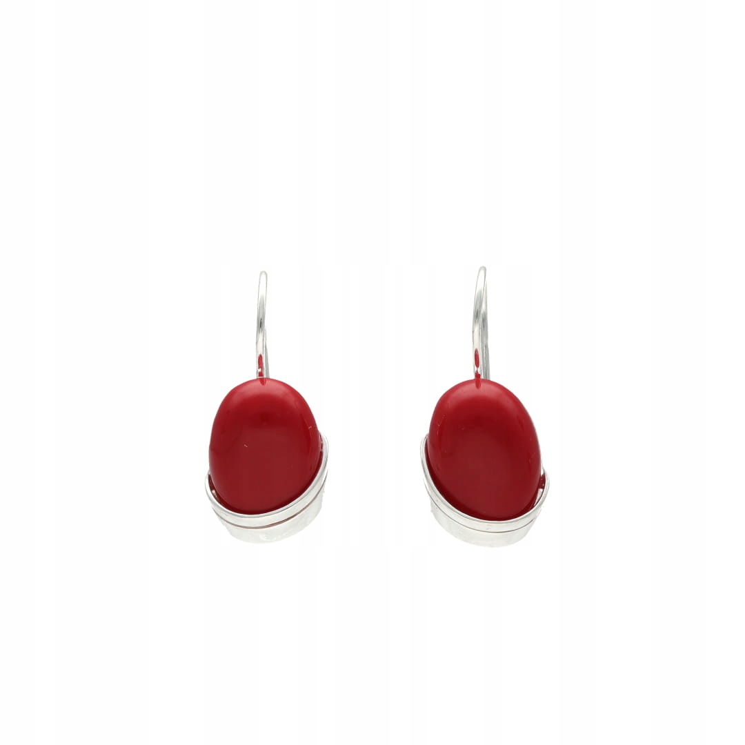 Oválné náušnice s korálem stříbro