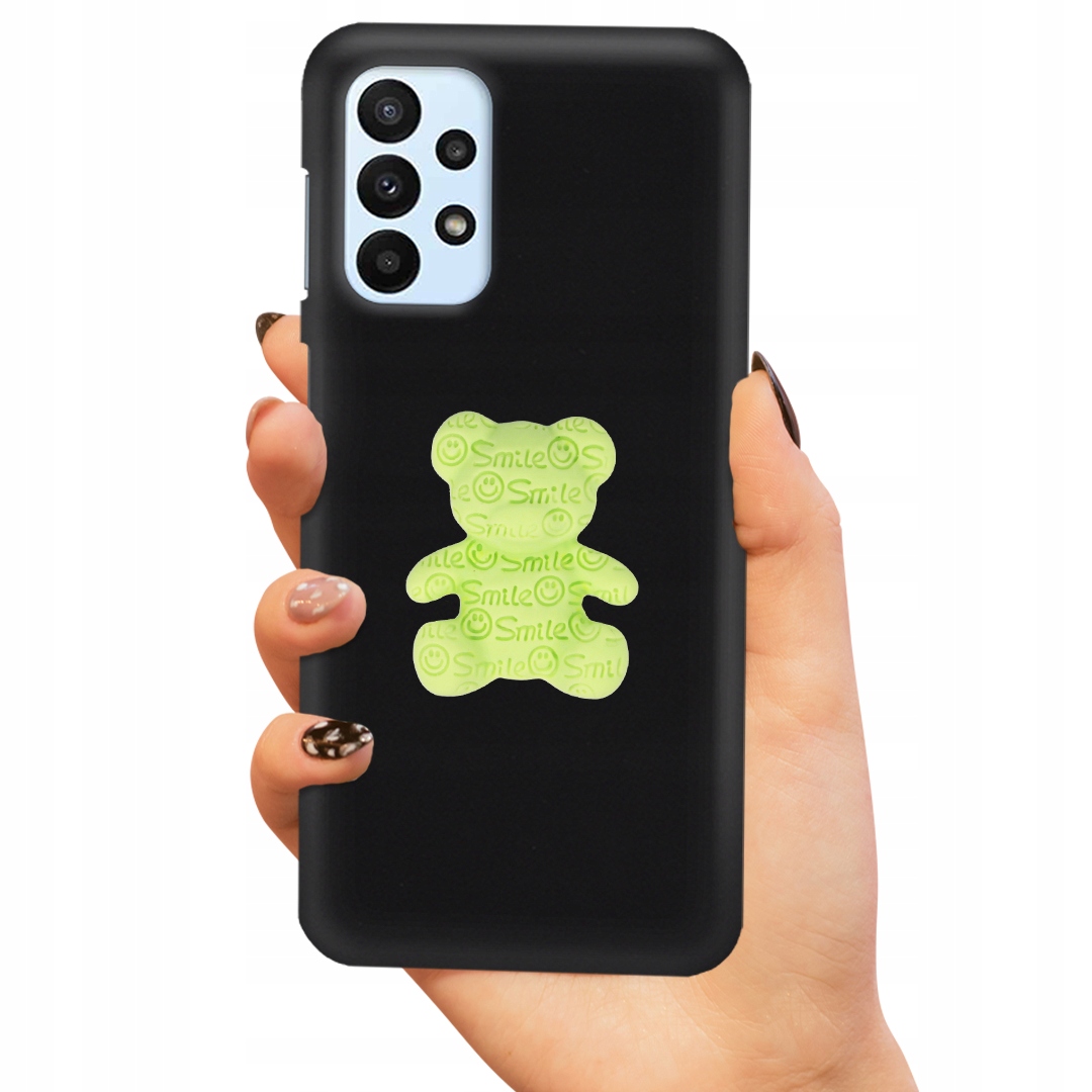 Matné Čierne Puzdro Pre Samsung A23 5G Zelený Medvedík